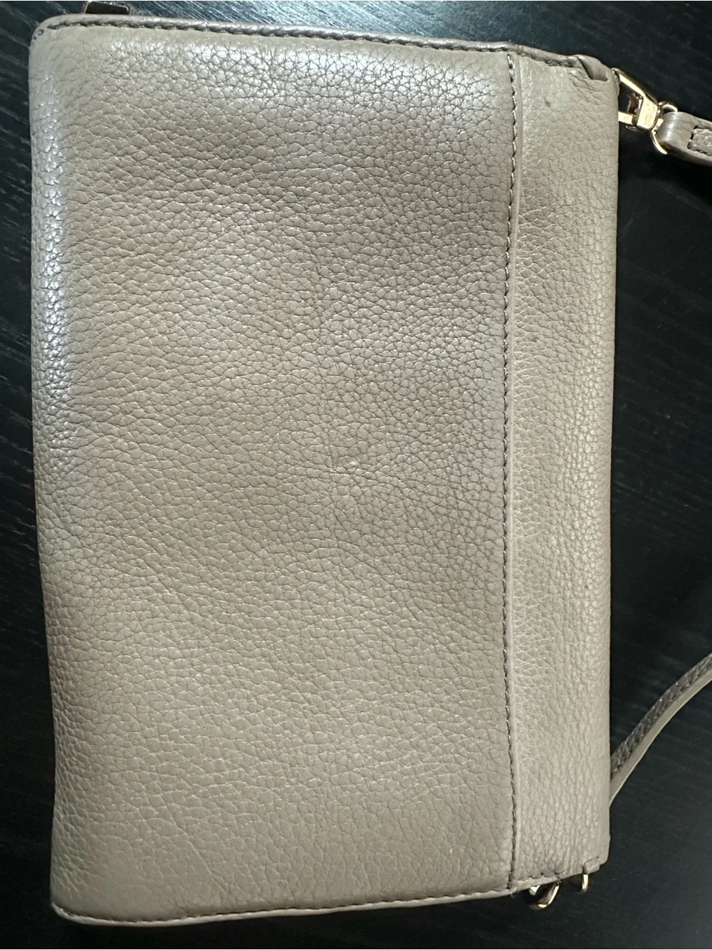 Tory Burch Taupe Leather Crossbody with Whipstitch Detail